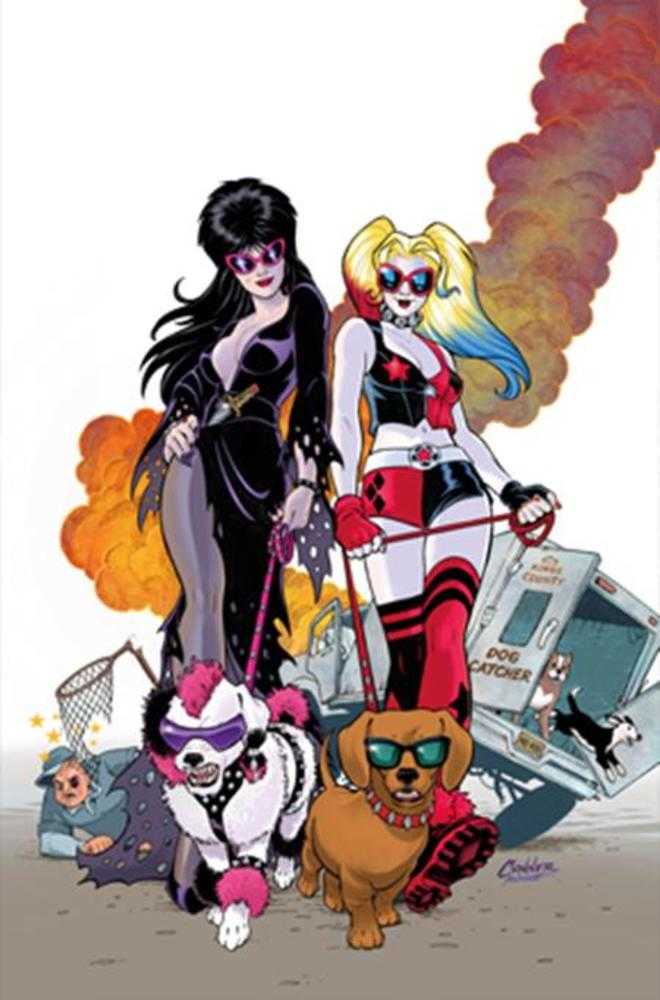 Harley Quinn X Elvira #2 Cover F Amanda Conner Dogs Foil Full Art Variant