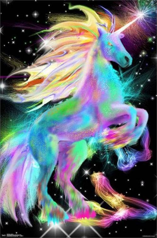 Unicorn Neon Poster - 22.375" x 34": Shrinkwrapped on Cardboard