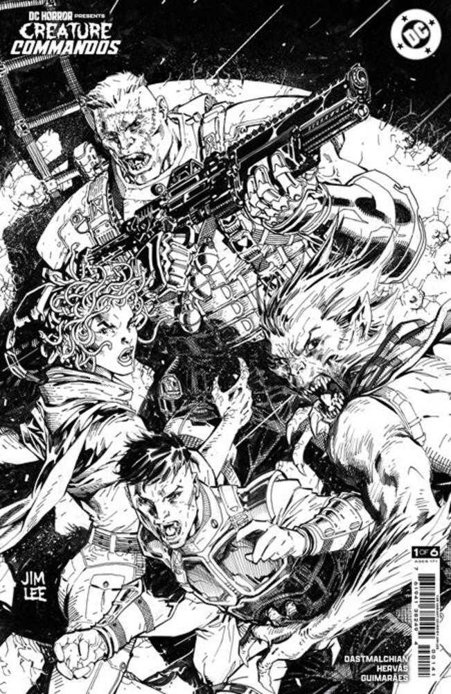 DC Horror Presents: Creature Commandos (2024) #1 (of 6) Cover D 1 in 25 Jim Lee Black & White Card Stock Variant (Mature)