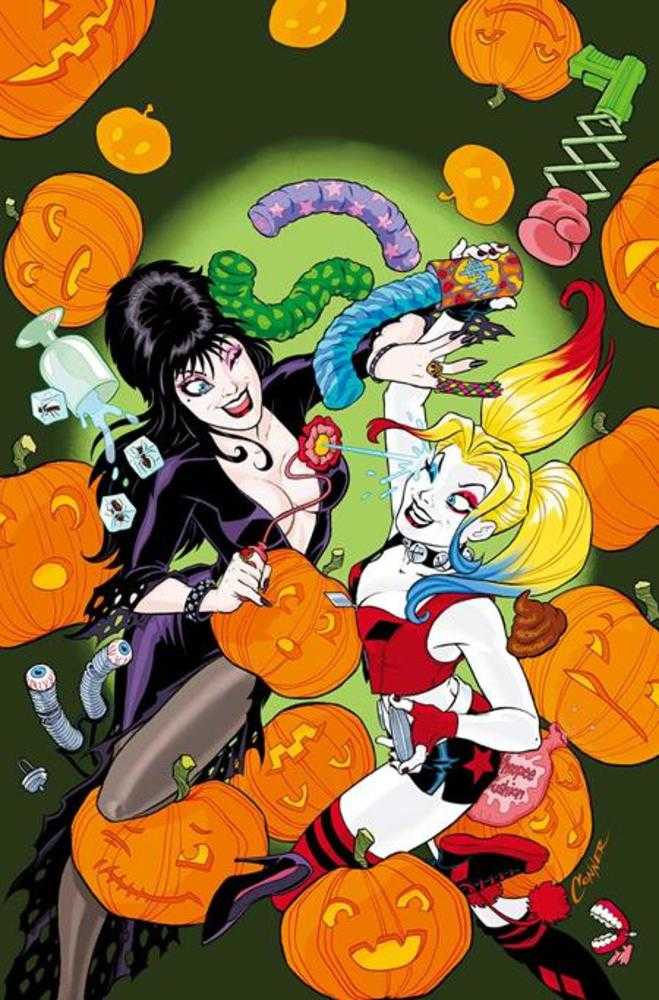 Harley Quinn X Elvira #1 Cover G Amanda Conner Foil Full Art Variant
