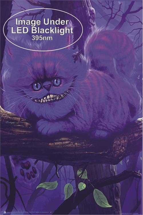 Cheshire Cat Non Flocked Blacklight Poster – Psychedelic Décor: Shrinkwrapped on Cardboard