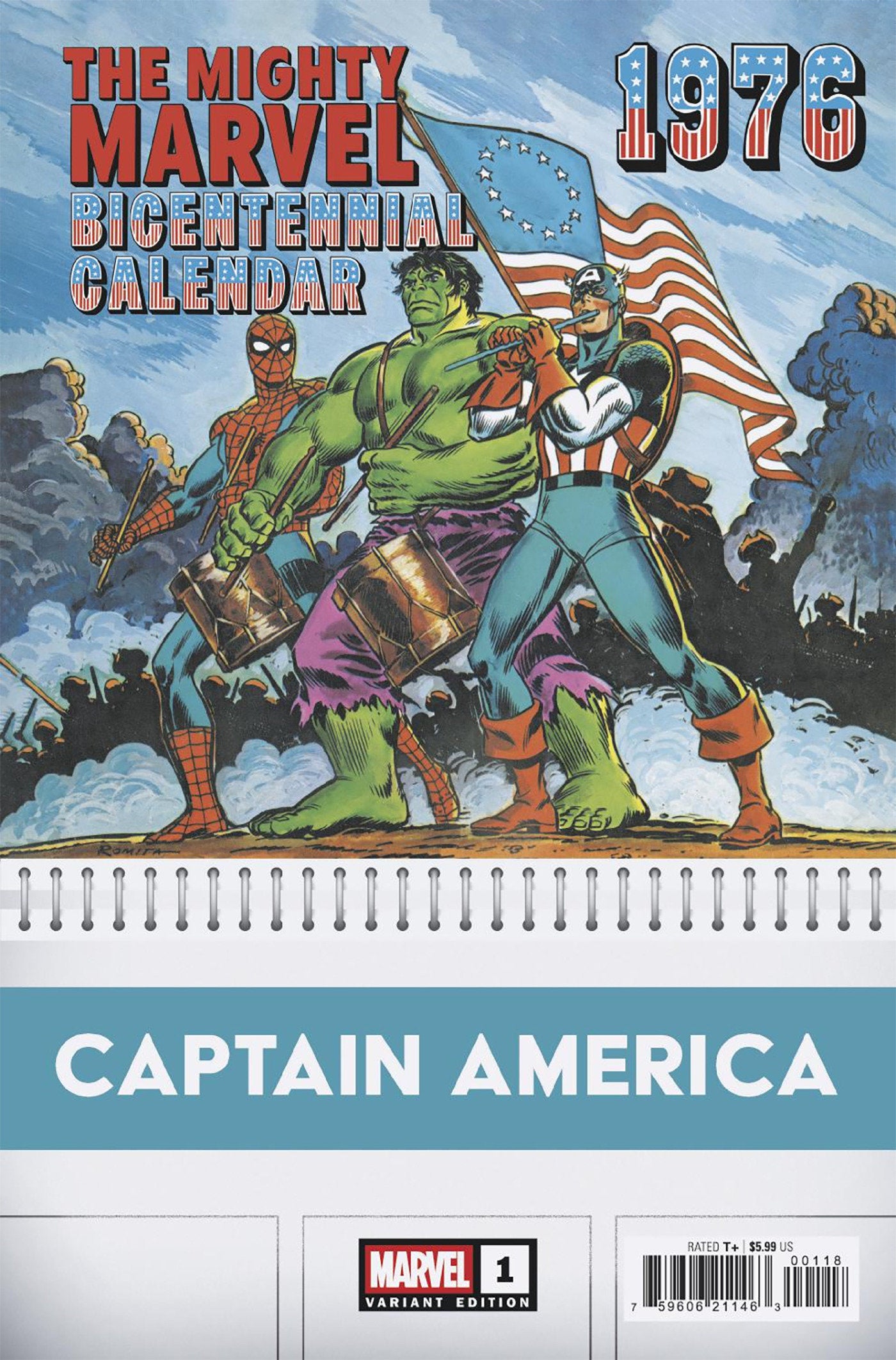 Captain America (2025) #1 John Romita Sr Bicentennial Calendar Hidden Gem 1:50 Variant