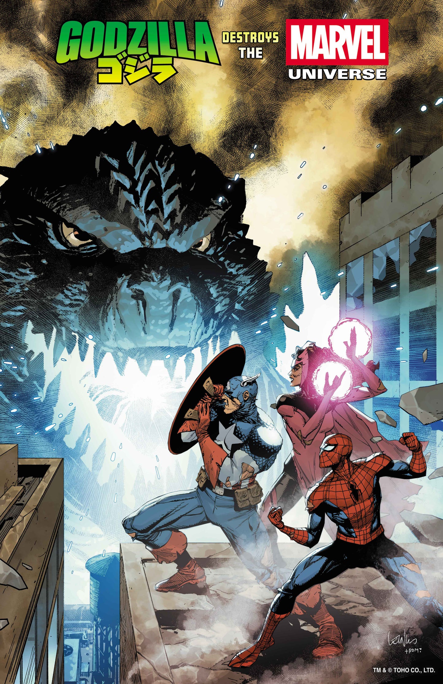 Godzilla Destroys The Marvel Universe (2025) #1 Leinil Yu Foil Variant