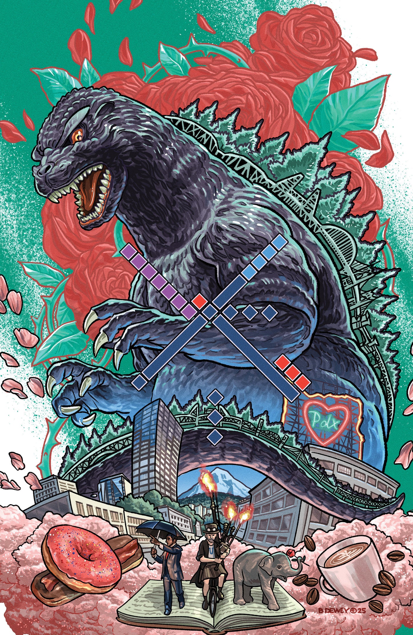 Godzilla vs. America: Portland 1:25 Variant (Dewey Full Art)
