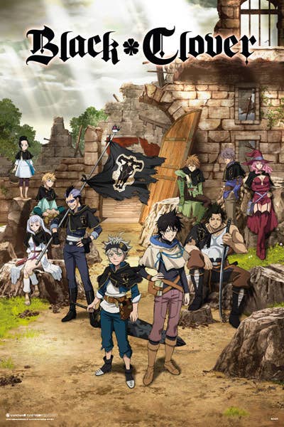 Black Clover  Group Poster - 24" x 36": Shrinkwrapped on Cardboard
