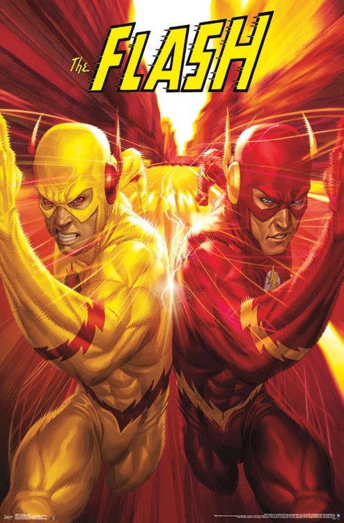 The Flash vs Reverse Flash Poster - 22.375" x 34": Shrinkwrapped on Cardboard