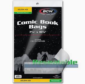 BCW Golden Age Resealable Comic Bags (100 pack)