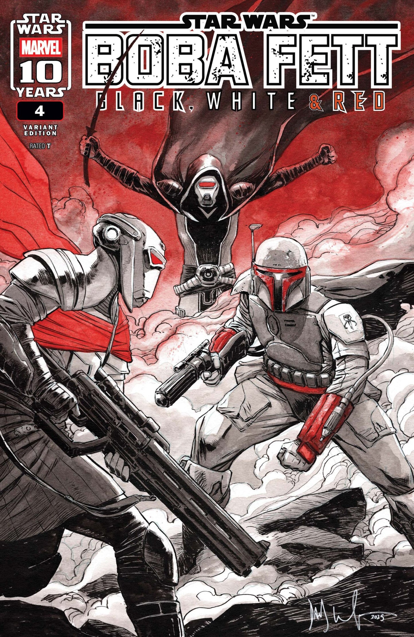 Star Wars: Boba Fett   Black, White & Red #4 Dave Wachter 1:25 Variant